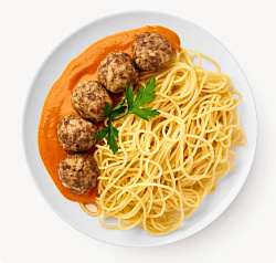 Mfood.kz Фрикадельки в овощном рагу со спагетти, 300 гр