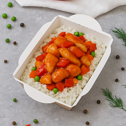Mfood.kz Курица в кисло-сладком соусе с рисом 300гр