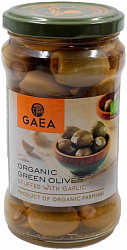 Органические оливки зеленые фаршированные чесноком Gaea