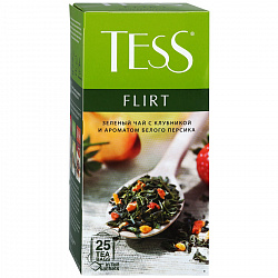 Tess Flirt Зеленый чай с клубникой и ароматом белого персика 25 пакетиков