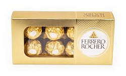 Ferrero Rocher из молочного шоколада, покрытые измельчёнными орешками, с начинкой из крема и лесного ореха 75гр 