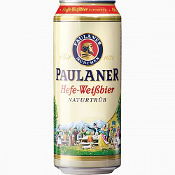 Пиво Paulaner Hefe-weissbier Naturtrub (нефильтров банка) 0,5