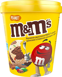 Мороженое M&Ms двухслойное, молочное арахисовое и сливочное шоколадное, с драже 295 г